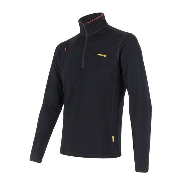 MERINO UPPER pánská mikina krátký zip černá