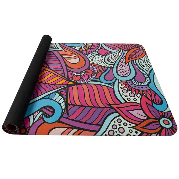 Yoga mat přírodní guma, vzor W, 4 mm - červená