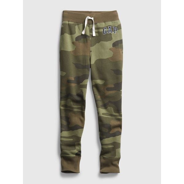 550068-03 Dětské tepláky fleece logo army Zelená