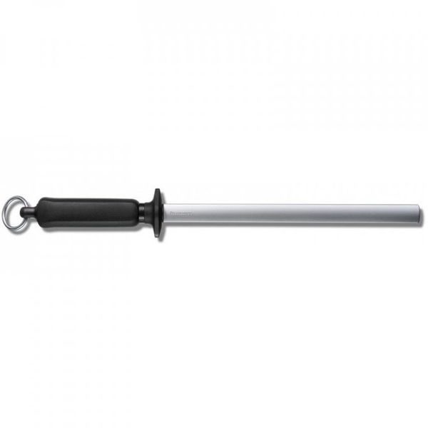 Kitchen sharpening steel, 23cm, diamond coated, oval, black