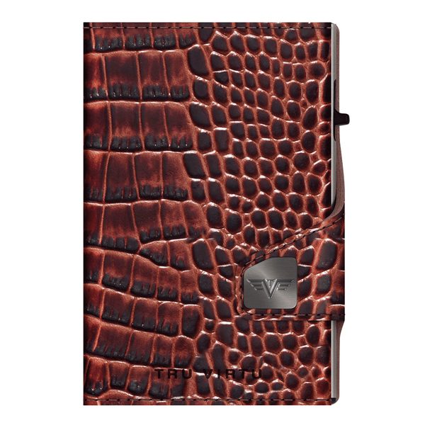 Twin Wallet Click & Slide - leath. Croco Brown