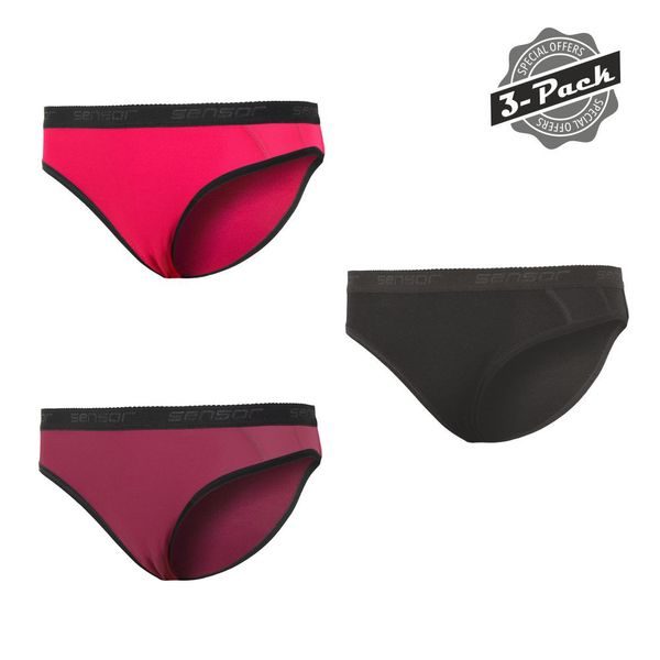 DOUBLE FACE 3-PACK dámské kalhotky, černá/lilla/magenta