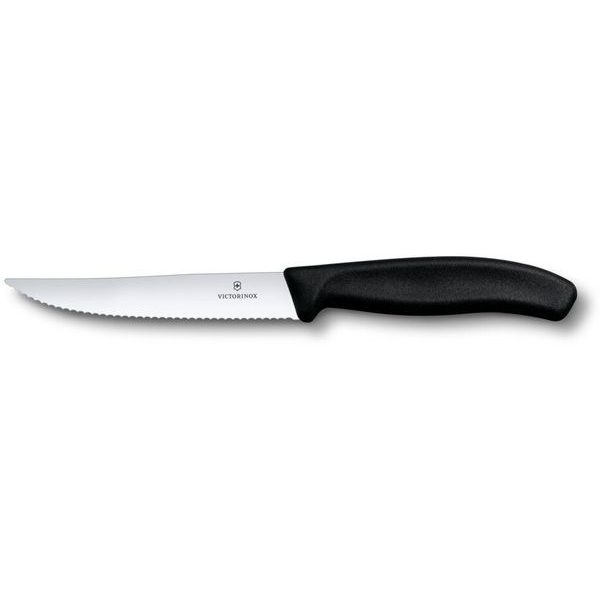 Swiss Classic, steak & pizza knife, 12cm, wavy, black