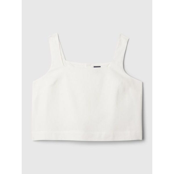 417117-03 Lněný crop top Bílá