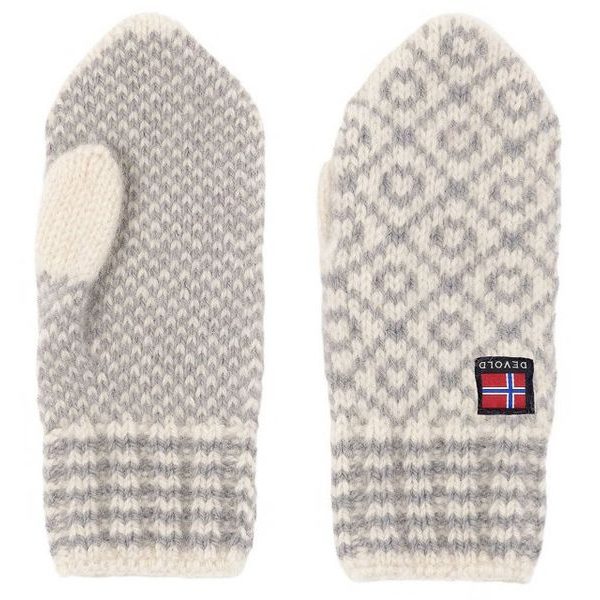 Svalbard Wool Mitten, Offwhite/Grey