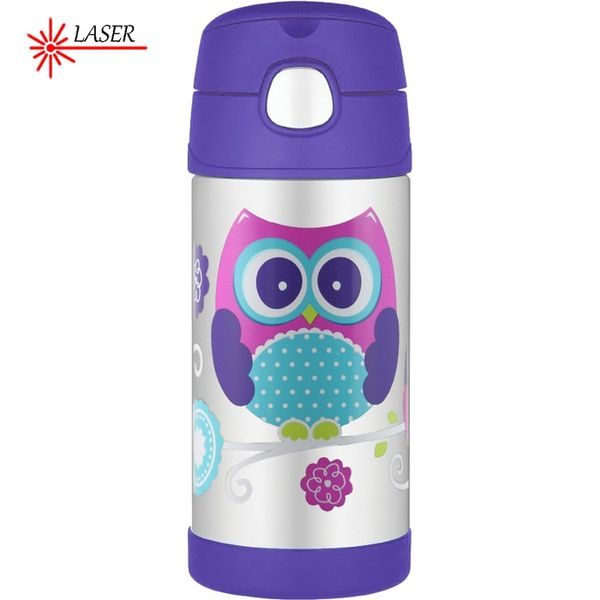 Dětská termoska s brčkem 355 ml sova