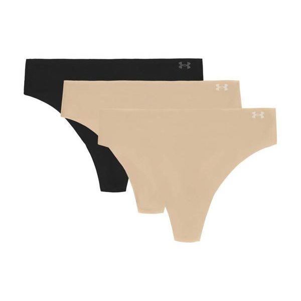 Ua Pure Stretch No Show Thong -Solid - 3pk HUE 500 W/BLACK