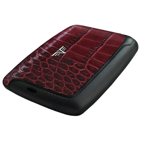 Card Case PEARL - leather Croco Bordeaux