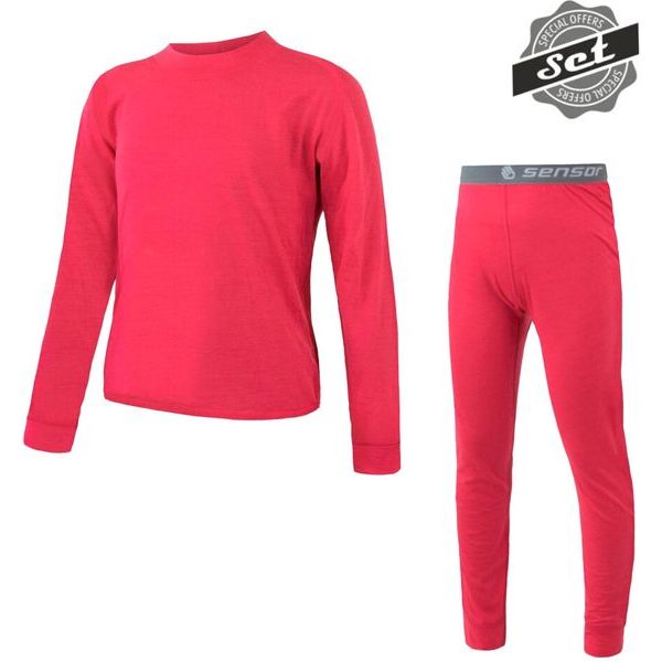 MERINO AIR SET dětský triko dl.rukáv + spodky magenta