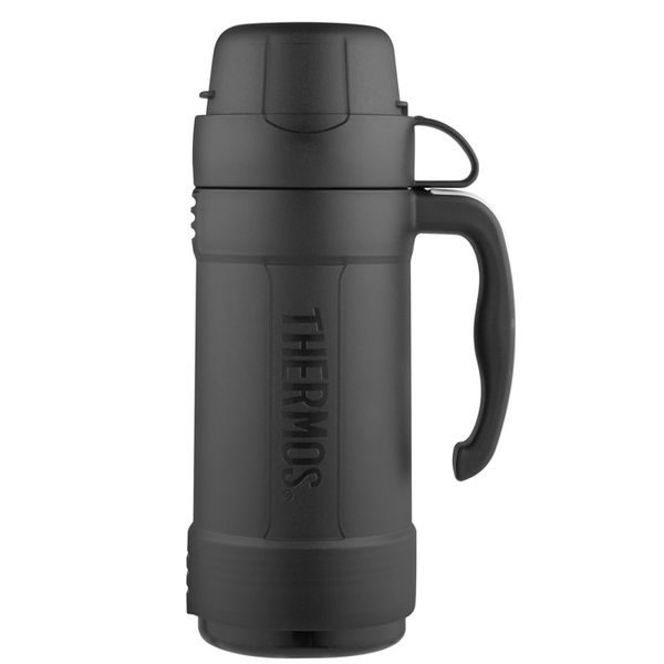 Skleněná termoska s jedním šálkem 750 ml černá