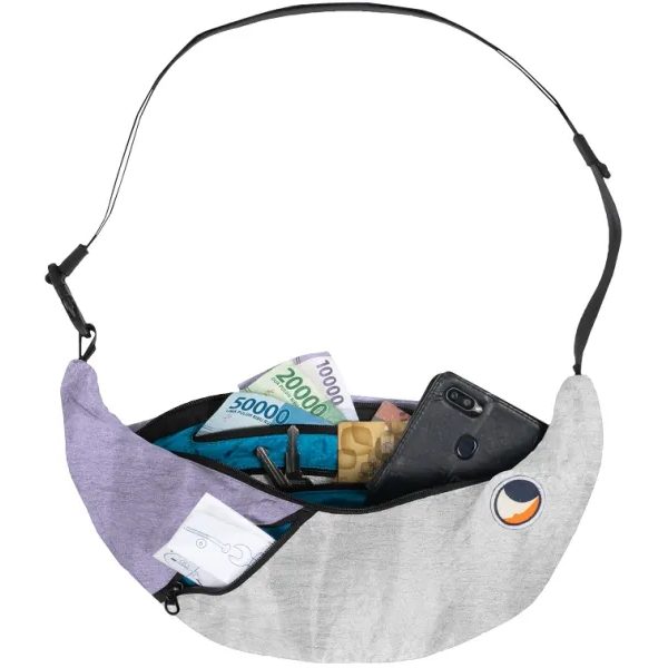 Upcycled Sling Bag Light Grey / Light Purple