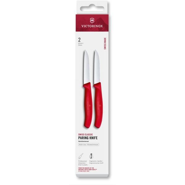 Swiss Classic, paring knife, 2pcs, 8cm, straight, red, box