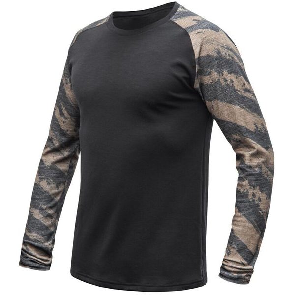 MERINO BLEND IMPRESS pánské triko dl.rukáv černá/brush