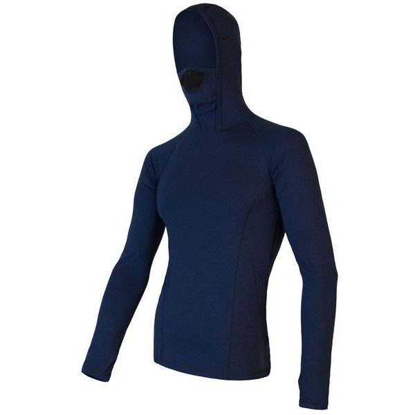 MERINO DF pánské triko dl. rukáv s kapucí deep blue