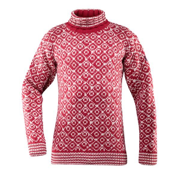 Svalbard sweater high neck hindberry/offwhite