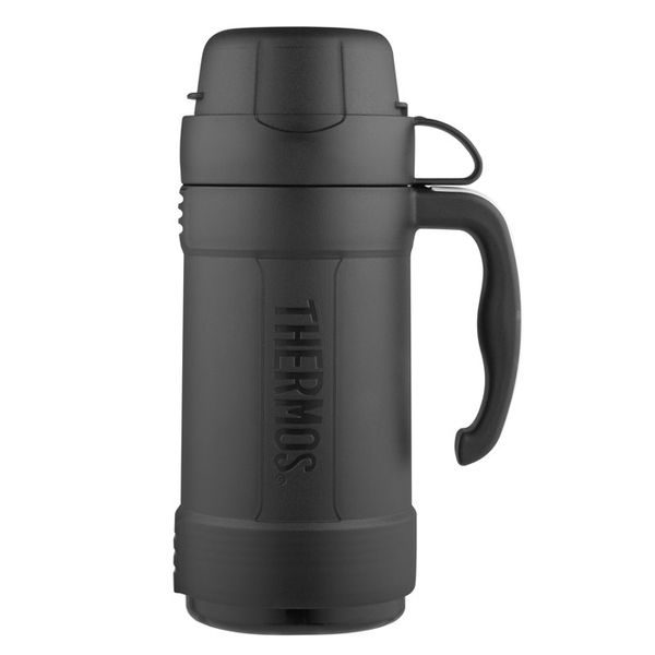 Skleněná termoska s jedním šálkem 500 ml černá
