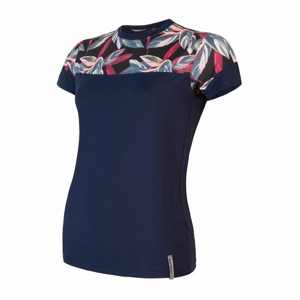 COOLMAX IMPRESS dámské triko kr.rukáv deep blue/leaves