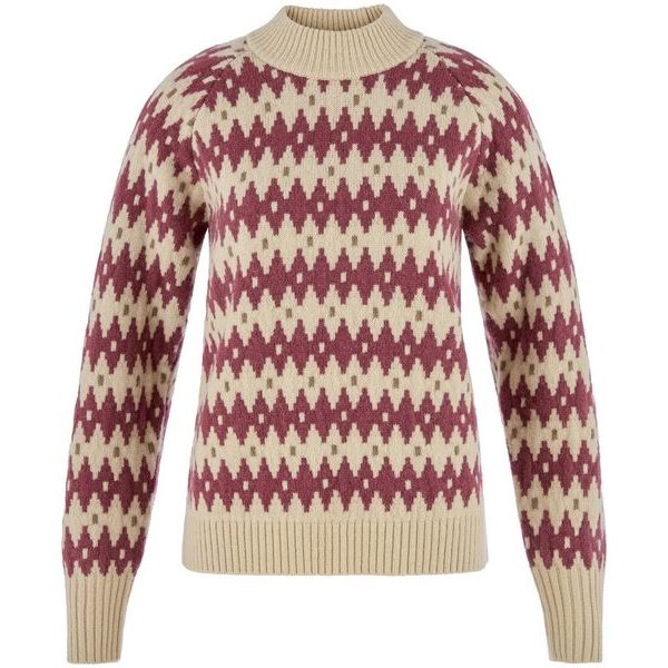 Övik Jacquard Knit W Light Beige-Mesa Purple
