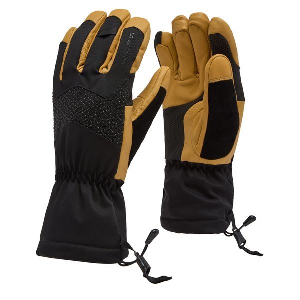 Alpine Guide Leather Gloves, Black/Cedar