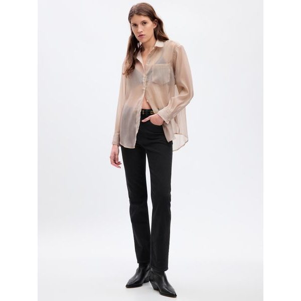 823596-00 Průsvitná košile oversize Béžová