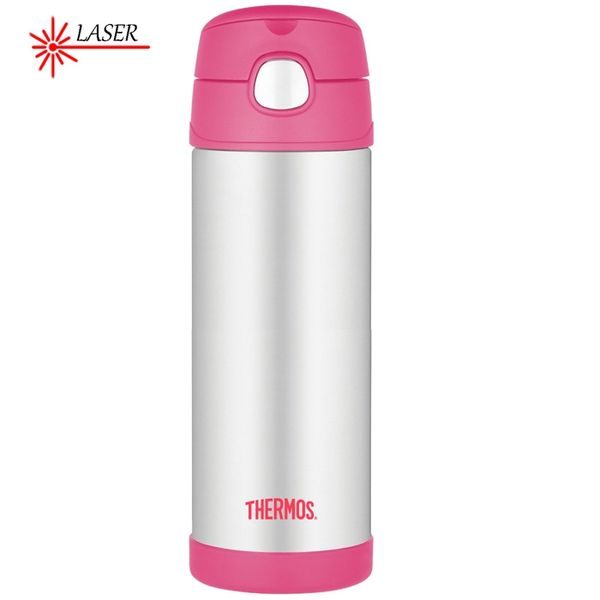 Baby thermos with straw 470 ml pink