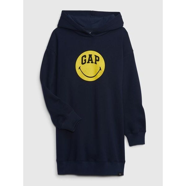 510483-01 Dětské mikinové šaty GAP & Smiley® Tmavě modrá