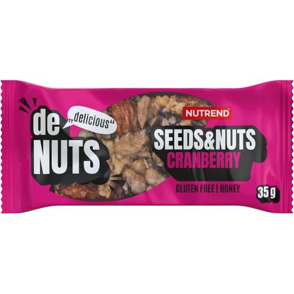 Denuts Seeds and Nuts, tyčinka, 35 g brusinka