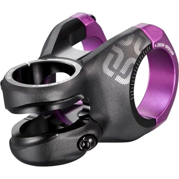 Plus 35 Stem | 50mm Length | 0 Rise | Black with Eggplant Clamps