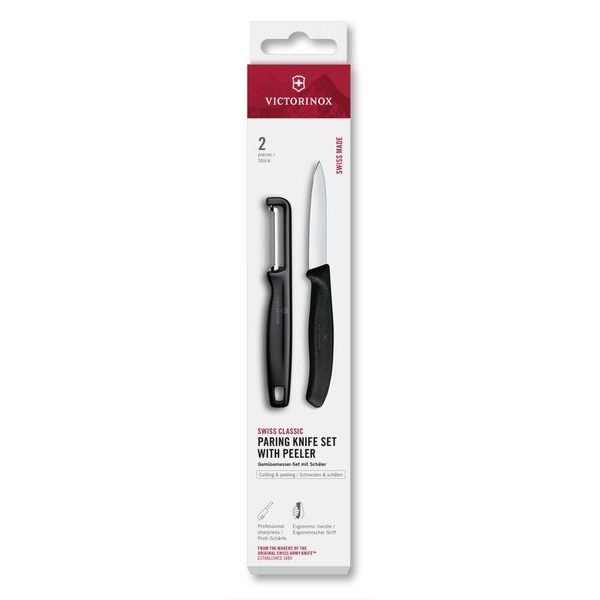 Swiss Classic, paring knife set with I-peeler, 2pcs, black, box