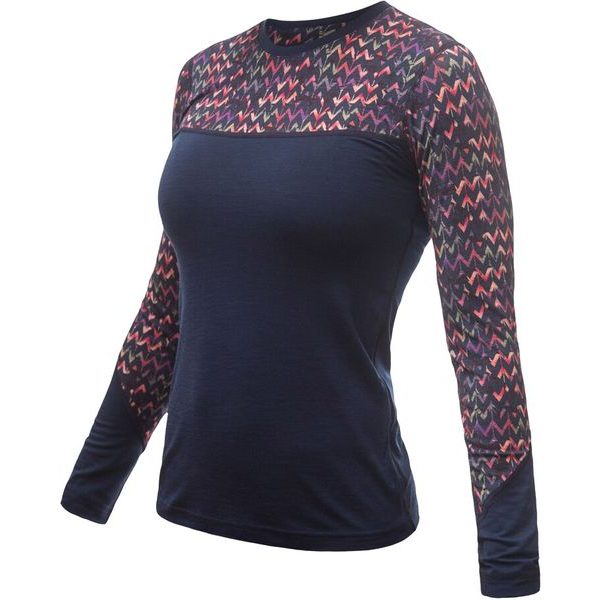 MERINO IMPRESS dámské triko dl.rukáv deep blue/origami