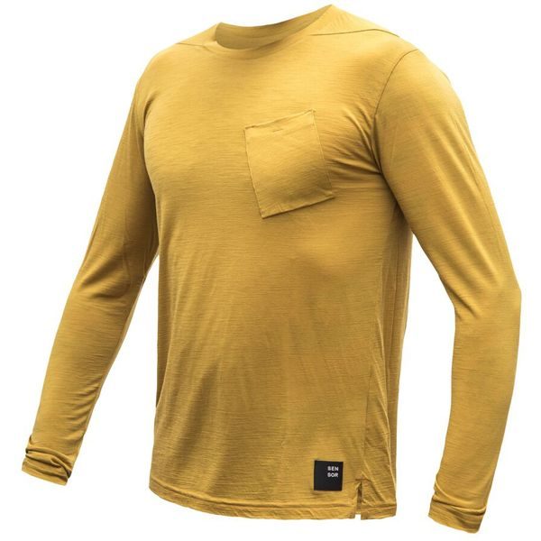 MERINO AIR traveller pánské triko dl.rukáv mustard
