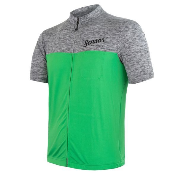 CYKLO MOTION pánský dres kr.rukáv celozip, šedá/zelená