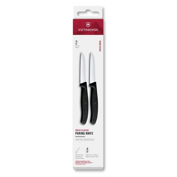 Swiss Classic, paring knife, 2pcs, 8cm, straight, black, box