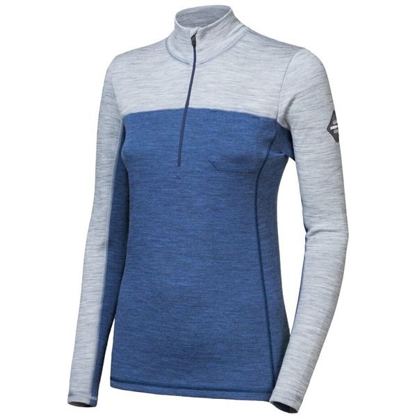 MERINO BOLD dámské triko dl.rukáv zip cool blue/cool gray