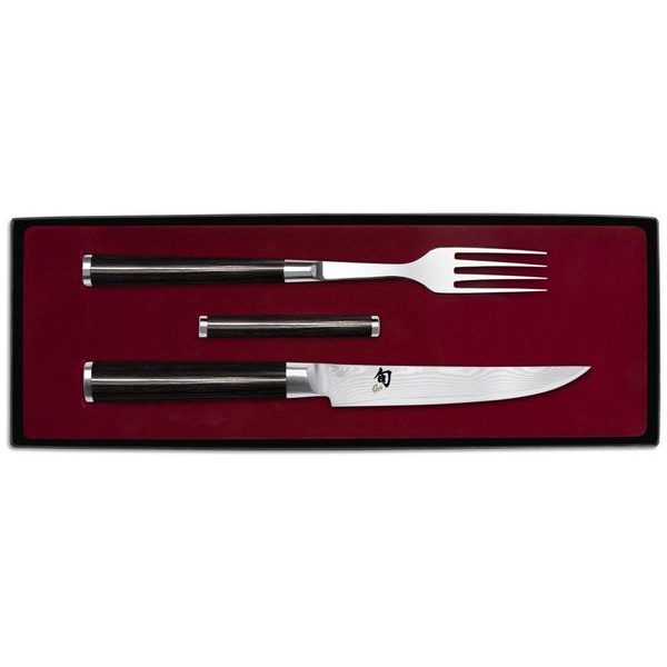SHUN CLASSIC Sada Shun, vidlička, steakový nůž a váleček na odložení nože