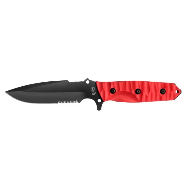 MARAUDEUR G10 RED HANDLE / SERRATED BLADE + KYDEX SHEATH SERRATED