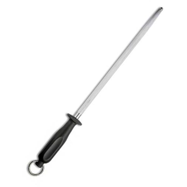 Butcher sharpening steel, 30cm, fine cut, oval, black
