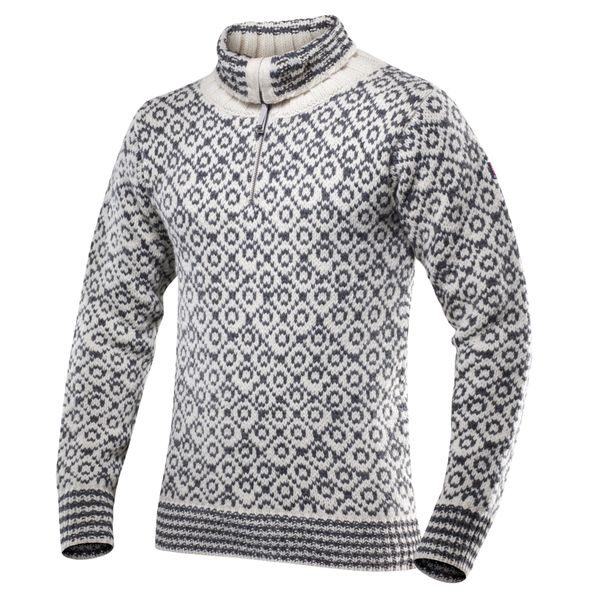 Svalbard sweater zip neck offwhite/antracite