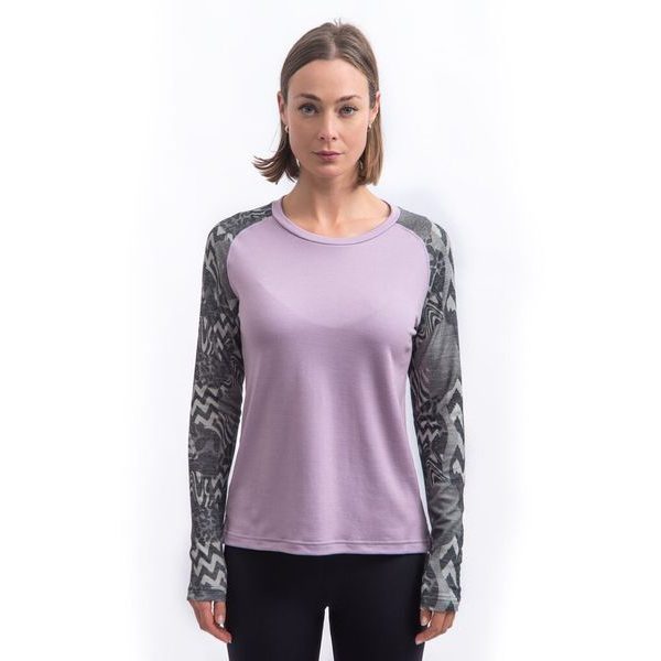MERINO BLEND IMPRESS dámské triko dl.rukáv mystic violet/zebra
