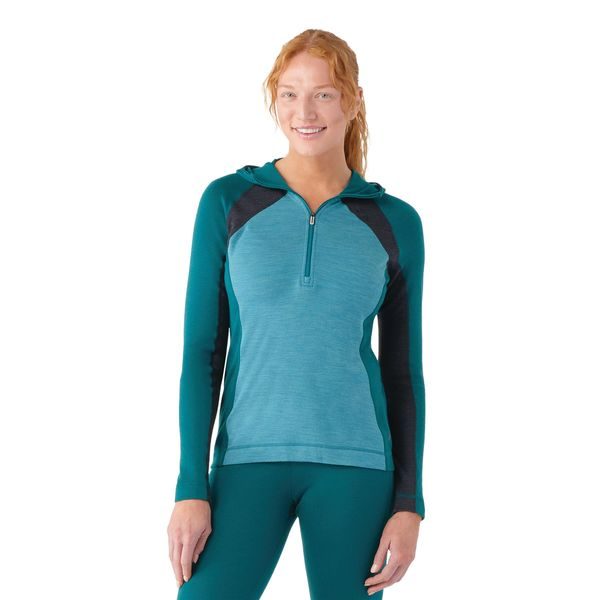 W CLASSIC THERMAL MERINO BL 1/2 ZIP HOODIE cascade green heather