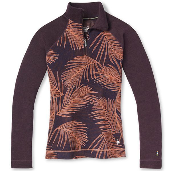 W MERINO 250 BL PATTERN 1/4 ZIP BOXED, sunset coral palm