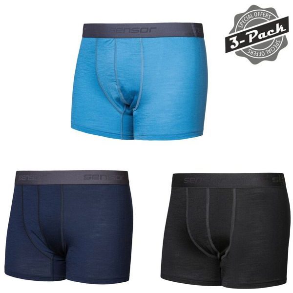 MERINO ACTIVE 3-PACK pánské trenky černá/modrá/deep blue