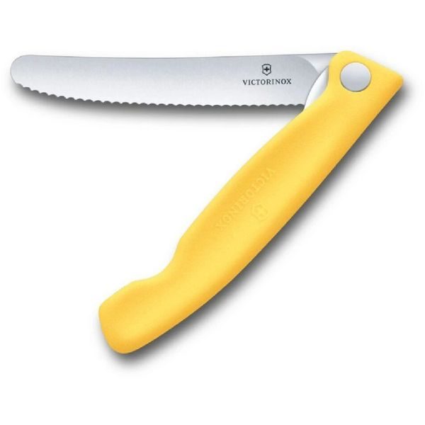 Swiss Classic, picnic knife, 11cm, wavy, yellow, box