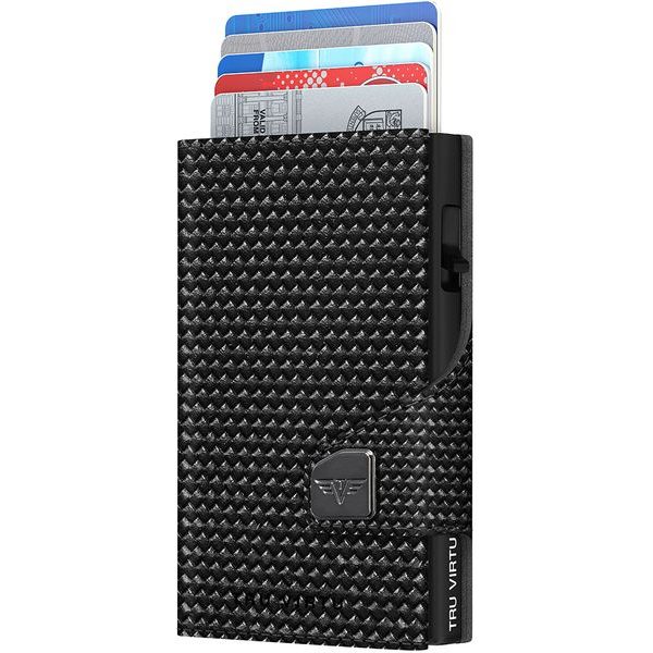 Wallet Click & Slide Coin Pocket - leather Diagonal Carbon Black