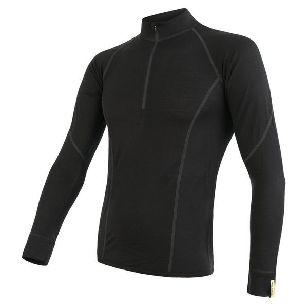 MERINO ACTIVE pánské triko dl.rukáv stoják zip černá