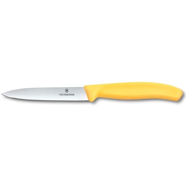 Swiss Classic, paring knife, 10cm, straight, pointed tip, yellow