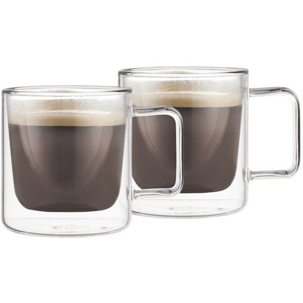 Sada 2 ks hrnků s uchem s dvojitým sklem 150 ml