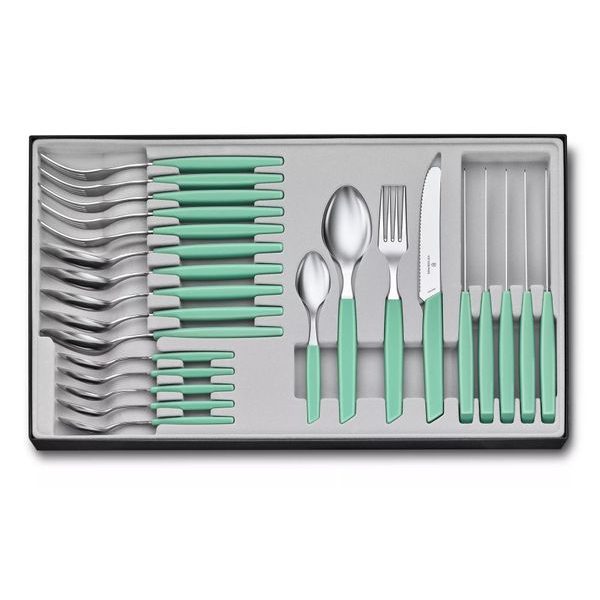 Swiss Modern, table set (tomato knife), 24pcs, 11cm, wavy, mint