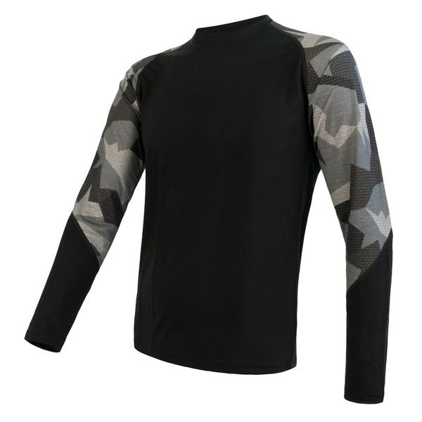 MERINO IMPRESS pánské triko dl.rukáv černá/camo