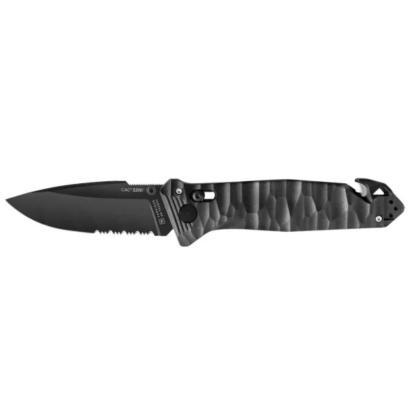 CAC S200 FRENCH TEXTURED PA6 FV BLACK HANDLE SERRATED